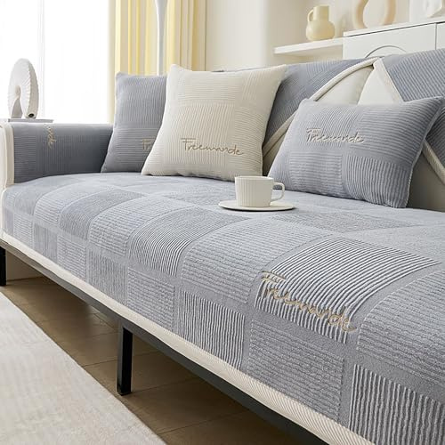 VFDC 1 2 3 4 Sitzer Sofaüberwürfe,Cord Sofa Überzug,Grau,110 * 180cm | Sofabezug,Couch Bezug Ecksofa,Überwurfdecken für Sofa L Form Couch Überwurf,Sofadecken für Sitzfläche,Sofaschoner rutschfest