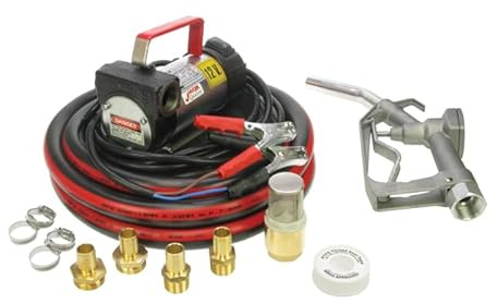 HYTEK GB 12V Battery Diesel HVO Pump Kit, 40 L/min, 6 m Hose, 1.5 m Suction With Brass Foot Valve Strainer, 3/4 BSPP Ports, 4 m Battery Cable With Croc Clips, Manual Nozzle, IP54, Portable Refuelling