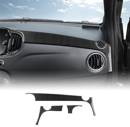 KUNGKIC Pour Fiat 500/500C Abarth 595/595C 695/695C 2016-2024, Fiat 500E 2016-2019, console centrale, tableau de bord, garniture de tableau de bord, autocollant en fibre de carbone, accessoire