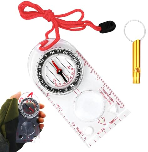 1Pc Navigation Compass,Hiking Compass with Luminous Function,with 1 Whistle,Pocket Compass for Expedition Map Reading,Navigation,Orienteering and Survival,for Outdoor Adventure Enthusiasts
