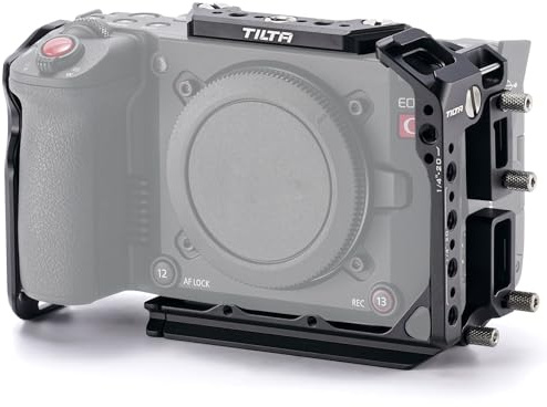 Tilta C50 Cage, Vollständiger Kamera-Käfig Kompatibel mit Canon C50 | Dreipunktverbindung, Arca-Bodenplatte, Abnehmbare Oberplatte, Kabelklemmen, 3/8-16, 1/4-20 Gewinde, Schwarz TA-T93-FCC-B
