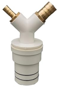 Ablauf-T-Stück-Adapter for Waschmaschinen und Trockner, Vierwege-Ablaufrohrverschraubung mit geruchshemmendem Rückschlagventil(A)