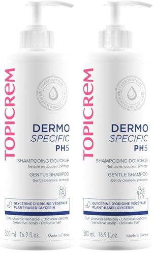 Topicrem - PH5 DERMO SPECIFIC - Shampoing Lait Douceur -Nettoie en douceur et protège - Cuir chevelu sensible, cheveux délicats, Fabrication Française - 500 ml (Lot de 2)