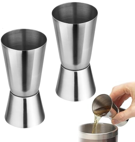 2 Pièces Cocktail Jigger,Doseur Cocktail 2cl 4cl,Double Tasse à Mesurer Doseur Alcool en Acier Inoxydable,Verre Mesureur pour Gin,Whiskey,Alcool,Accessoires de Bar et Cocktail de Haute Qualité.
