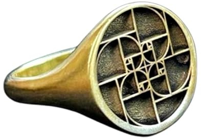WORLD WIDE GEMS Fibonacci-Ring, goldener Spiral-Siegelschmuck, Ratio, geometrisches Geschenk, Dreieck-Geschenk für Sie und Ihn, 925er Sterlingsilber (Ringgröße 5–12,5), vergoldet, WW_PDR_00729