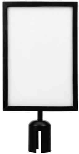 MAGICLULU Support de Panneau pour Poteaux de Guidage, Cadre Métallique Noir, Porte-affiche Portrait A4, Robuste et Facile à Nettoyer pour Bureaux et Couloirs