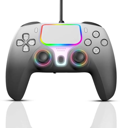 NBCP Wired Controller für PS5 Pro, Slim, PS4, PC/Steam – Kabelgebundenes Gamepad mit Turbo/Makrofunktionen, Dual-Vibration & 3,5-mm-Audiobuchse