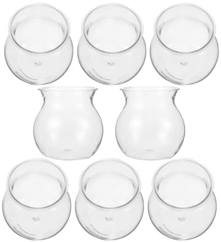 Vase Hydroponique Transparent 8 Pièces en Plastique, Forme Tête D’Herbe | Succulentes, Observation Facile Croissance, Décoration de Bureau et Présent, Design Créatif