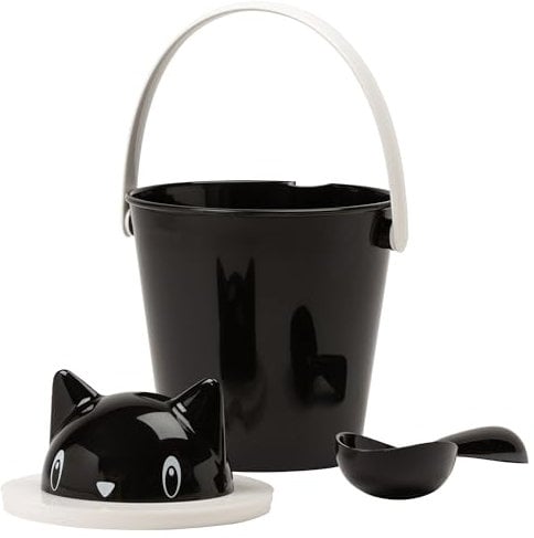 United Pets Crick - Contenedor de Comida para Gatos, Fabricado en Italia, Pala dosificadora incluida, Color Negro, Design: Stefano Giovannoni