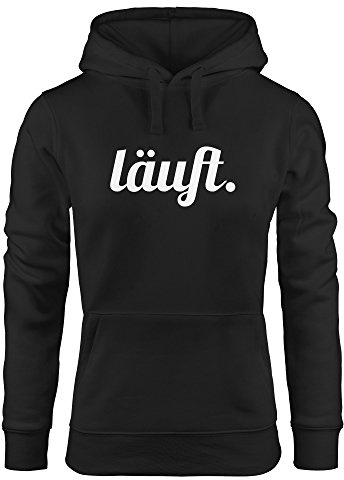 MoonWorks weicher Hoodie für Damen mit läuft Spruch, Sweatshirt mit Kapuze Kapuzenpullover