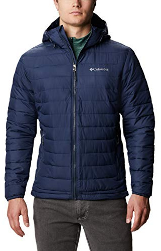 Columbia Men's Powder Lite Hooded Jacket, Hooded Puffer Jacket, Collegiate Navy, Size XXL
