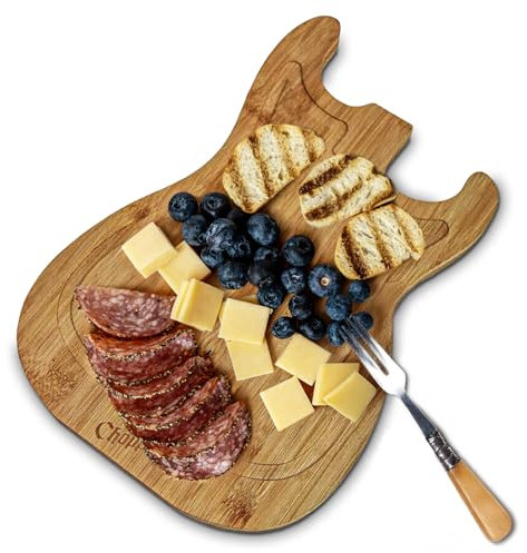 mikamax - Gitarren Schneidebrett - Holz farbe - Groß - Fleischerblock - Gemüse schneiden