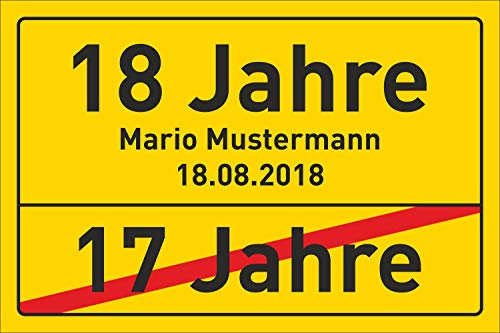 Schild Überraschung 18. Geburtstag Partydeko mit Namensdruck 600 x 400 mm