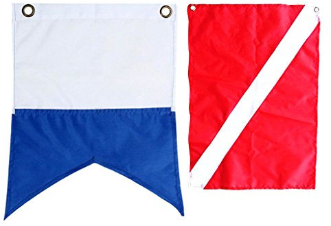 Paire De Drapeau pour Bateau De Accessoire Indication Plongeur Diving Snorkeling