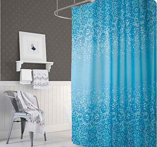 KS Handel 24 Textil Duschvorhang 180x200 cm (blau Weiss Mosaik)