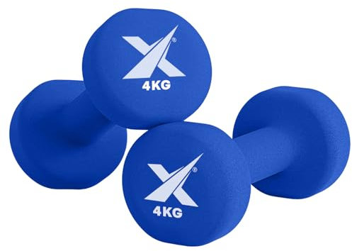 Xn8 Neoprene Dumbbells Set of 2 – Non-Slip Hand Weights for Women & Men – Free Weights for Home Gym, Aerobics, Fitness & Strength Training – Ergonomic Dumbbell Pair (0.5kg to 10kg)