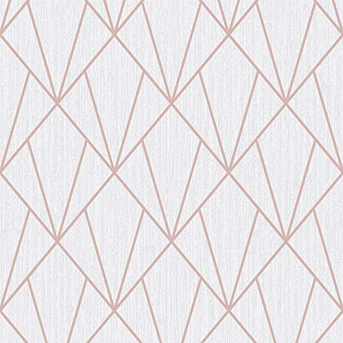 Muriva Indra Geometric Glitter Wallpaper Rose Gold (154102)