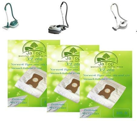 JaTop 15 Staubsaugerbeutel passend für Vorwerk Tiger 260, 265, 270, VT300