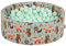 KiddyMoon Rund Bällebad Bällepool 90X30cm/200 Bälle ∅ 7Cm Ballgruben Mit Bunten Bällen Für Babys Spielbad Kleinkinder, Hergestellt In Der EU, Füchse-Grün:Mint