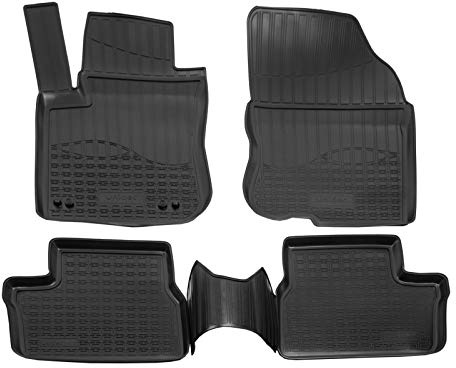 Norm Liners 3D Gummimatten passend für Peugeot 2008 2013-2018 4tlg, Allwetter TPE Fußmatten mit hohem Rand Passform rutschfest Geruchsneutral Schwarz