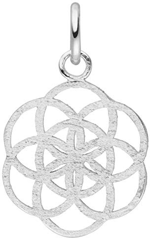 Laimons Frauen Damen-Anhänger Mandala Design Platte rund mit kreisen gebürstet 19mm aus Sterling Silber 925