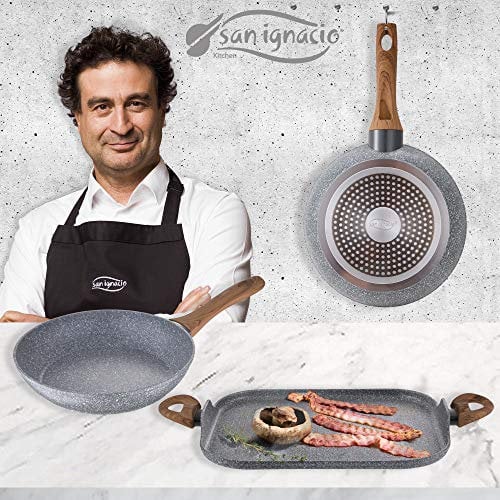 Set 2 Sartenes 20/24 y Asador Grill 35.5 x 28.3 Daimiel, Aluminio Forjado, Inducción