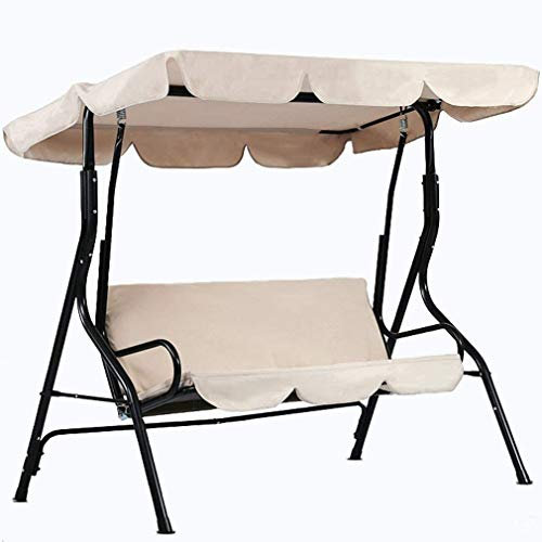 190x132x15cm Hollywoodschaukel Ersatzbezug Sonnendach Ersatzdach Gartenschaukel Gartenliege 3-Sitzer (Beige)