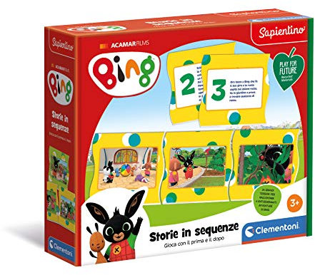 Clementoni - 16286 - Sapientino - Spiel Bing - Geschichten in Sequenzen, vor und nach - Puzzle Sequenzen - Play for Future - Made in Italy - Lernspiel 3 Jahre
