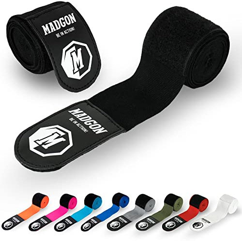 MADGON Boxbandagen mit Daumenschlaufe & starkem Klett | Box Bandage in 3 m / 3,8 m / 4,5 m – ideal für Boxen, MMA, Kickboxen, Training & Sparring | 2er Set