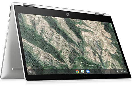 HP - PC Chromebook X360 14b-ca0000sl Convertibile, Intel Celeron N4020, RAM 4GB, eMMC 64GB, Sistema Operativo Chrome OS, Google Play Store, Schermo Touch FHD 14, Bang&Olufsen, USB-C, Argento