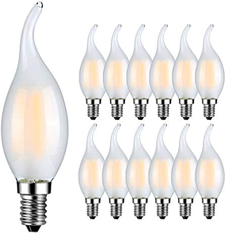 RANBOO E14 LED Lampe 6W ersetzt 60W, 2700K Warmweiß, 600 Lumen, in Kerzenform Perfekt für Kronleuchter, Filamentstil, Nicht Dimmbar, Matt Glas, 12er-Pack