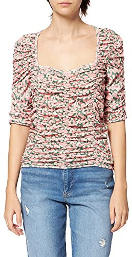 NA-KD Top de Punto Fruncido Camisa, Rosa, S para Mujer
