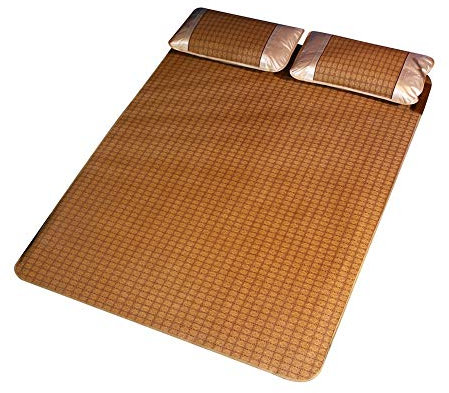 Longzhuo Home Textile Rattan Mat Grid Spannbetttuch Set Summer Cool Bettdecke Sommer-Schlafmatte Aus Bambus(Fitted Sheet 135 * 200cm +Pillow Case 48 * 74cm*2)