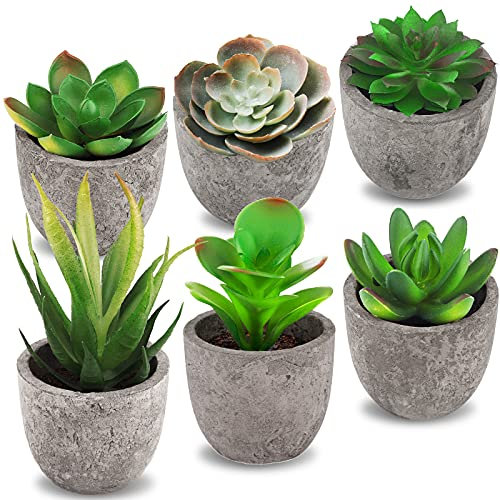 Frasheng 6 Pièces de Plantes Succulentes Artificielles en Pot,Petits Succulents,Plante Artificielle Interieur,Plantes Succulentes Artificielles Vertes,pour la décoration de la Maison et Bureau