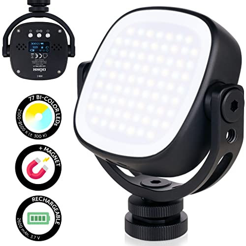 Dörr LED Dauerlicht - Videoleuchte - 77 Bi-Color LEDs - Akku - super flexibel - Alugehäuse - Schwenkrahmen - magnetisch Blitzschuh