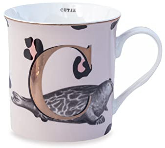 YVONNE ELLEN Gold Edition Alphabet Mug C - Knochenporzellan, Tasse, 240 ml