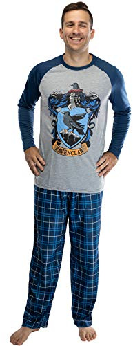 Harry Potter Men's Raglan Shirt and Plaid Pants Pajama Set - (Ravenclaw, 3XL)
