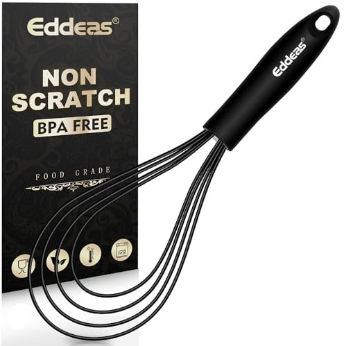 Flacher Schneebesen, Eddeas Silikon Sauce Schneebesen zum Kochen, Schlagen, Rühren von Soße und Eiern