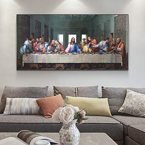 Leonardo Da Vinci - Das letzte Abendmahl Leinwand Gemälde an der Wand Kunst Poster und Drucke Berühmte Jesus Wandbild Wohnkultur 30x60cm (12''x24'') Ungerahmt