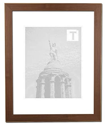 MDF-Bilderrahmen Monika 30 x 60 cm Modern kantig hier Nussbaum dunkel mit Kunststoffglas klar 1 mm