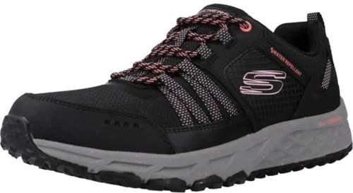 Skechers Women's Escape Plan Endless Pursuit Trekking Low Cut Shoes, Black Leather/Mesh/Hot Pink Trim, 7 UK