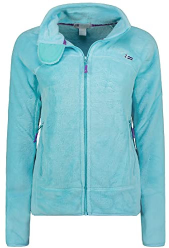 Geographical Norway Upaline Lady - Fine Frauen Warm Fermetur Zip - Jacke Herbst Winter Frühling - Long Sleeve Pullover Pelz Weich, GN-001, M, Türkis - Turquoise/Purple