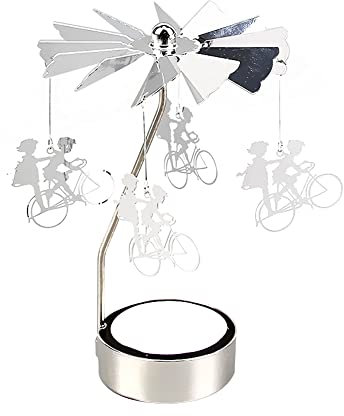 Rotierende Kerzenhalter Glas,Silber Karussell-Teelicht Kerzenständer Vintage Teelichthalter Kerzenhalter für Hochzeit Weihnachten Geburtstag Zuhause Party Dekoration Tischdekoration,Fahrrad