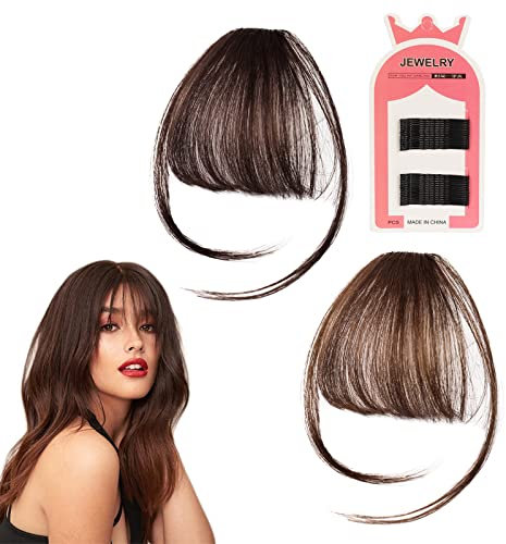 Fransen Haarspange in Pony,Bangs Clip,Clip in Bangs,Bangs Clip Haarverlängerung Haarteil,One Piece Clip in Pony,Bangs One Piece Human Hair Clip,Air Bangs Haarteil,Pony Fringe Bang mit Haarnadel,2PCS