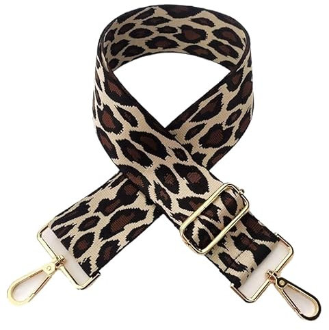 Verstellbarer Taschengurt für Handtaschen 5cm Breit Leopardenmuster Schulterriemen Umhängegurt Taschenriemen Damen Zubehör 80-130cm Schulterriemen für Schultertasche DIY Zubehör für Tasche Beige
