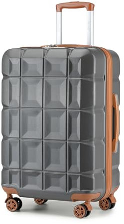 KONO Valigia Media 62cm Rigida ABS Trolley da 24 Pollici Ultra Leggero Valigie con TSA Lucchetto e 4 Ruote, Grigio
