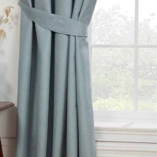 Sundour Eclipse Blackout Pencil Pleat Curtains Duck Egg Blue 66x72 Fully Lined Curtain Pair