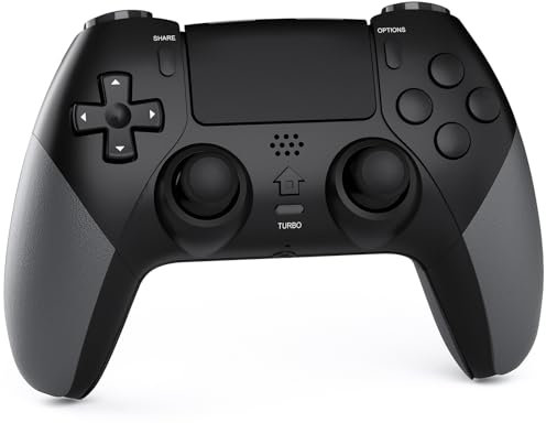 LATEC Manettes compatibles PS4,Manette sans fil pour P4 Slim/Pro avec Turbo Vibration Capteur Gyroscopique Prise Audio Panneau Tactile(Noir)