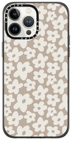 CASETiFY Compact iPhone 13 Pro Max Case [2X Military Grade Drop Tested / 4ft Drop Protection] - Natural Flower - Clear Black