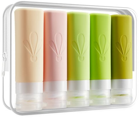 INSFIT Travel Bottles for Toiletries, CAA Approved 3oz Travel Size Containers, BPA Free Leak Proof Squeezable Silicone Tubes for Shampoo Conditioner Lotion Soap with Labels